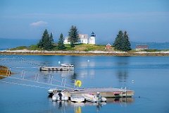 Boat Ramps By Pumpkin Island Light on Hazy Day in Maine